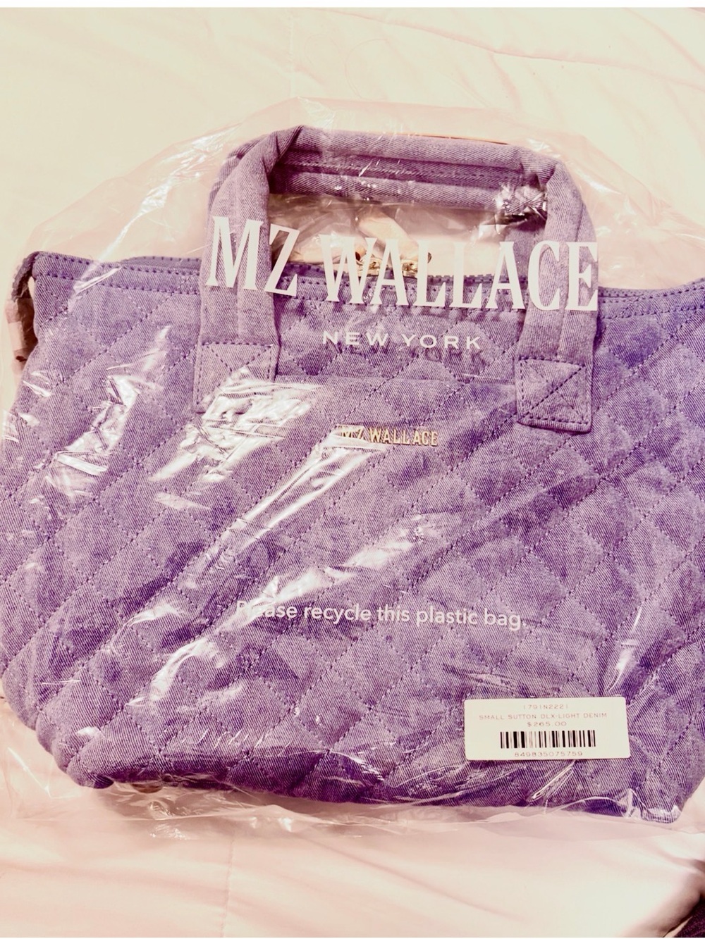 MZ Wallace Quilted Small Sutton Deluxe in Light Denim; NWT - Picture 9 of 9